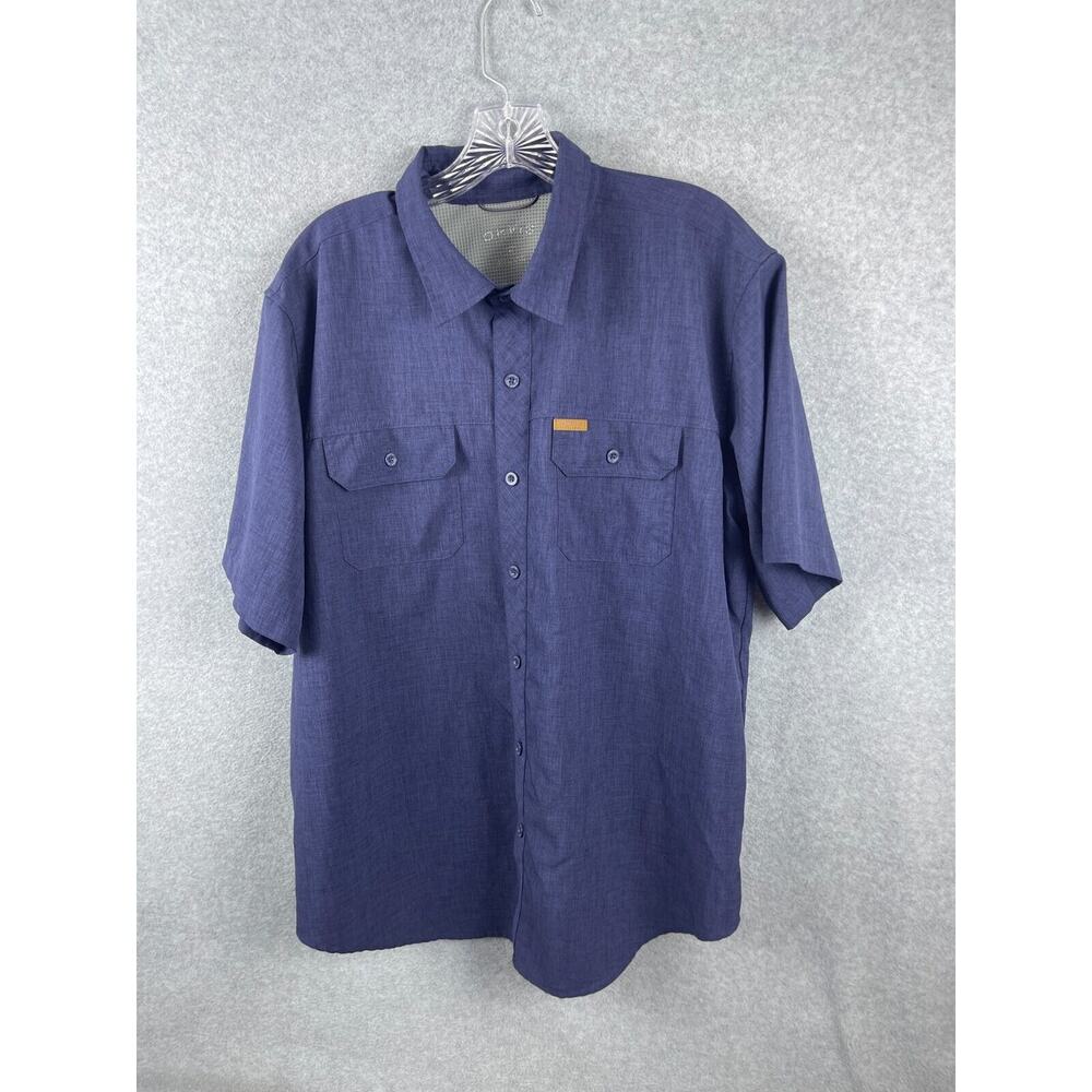 Orvis Classic Collection Shirt Men's XL Blue Short Sleeve Button Up Camp Fishing